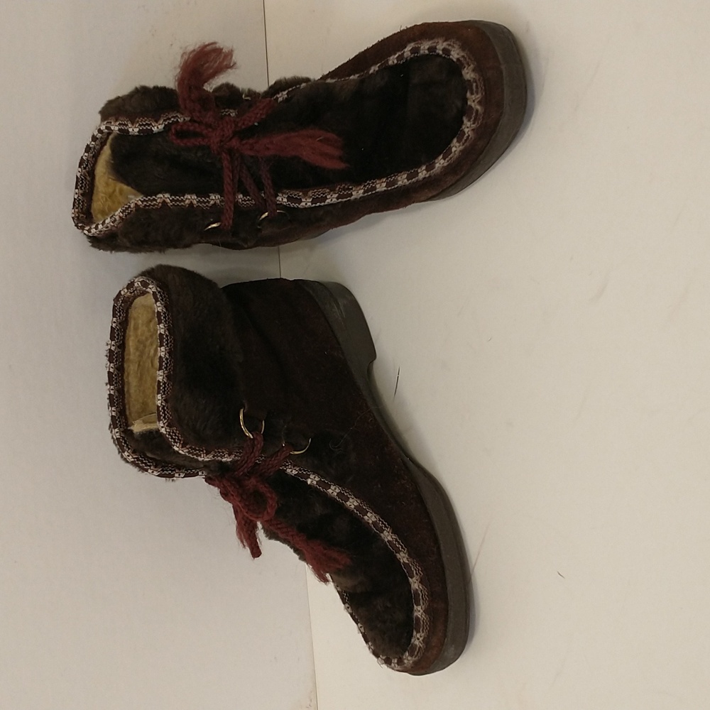 Vintage Snowland Leather & Faux Fur Snow   Ski Lodge Boots 60s Era Classic Sz 6